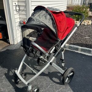 Red and Black Stroller with Canopy